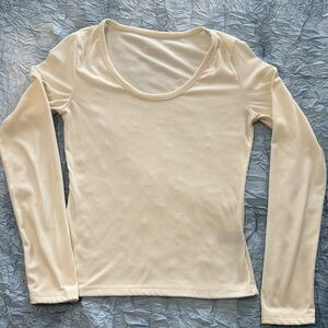 143. Elegant Beige Long Sleeve Women's Top